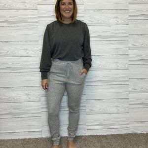 Waffle Knit Joggers - Gray